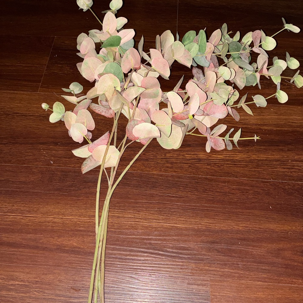 Cost Plus World Market Pink and Green Faux Eucalyptus Spray
